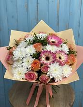 Букет цветов из:  Розы, Герберы и Хризантемы в Шатурторф