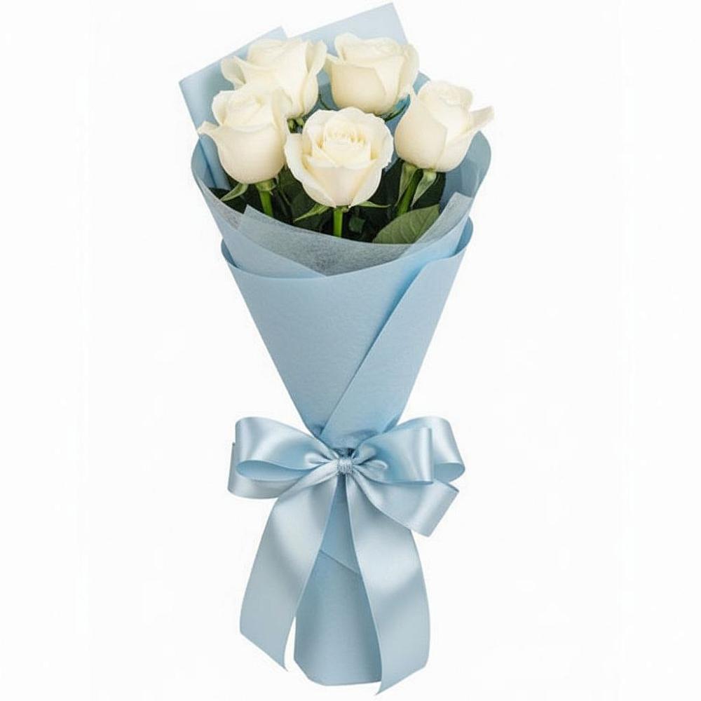 Букет 5 Белых роз Проуд в Шатурторф