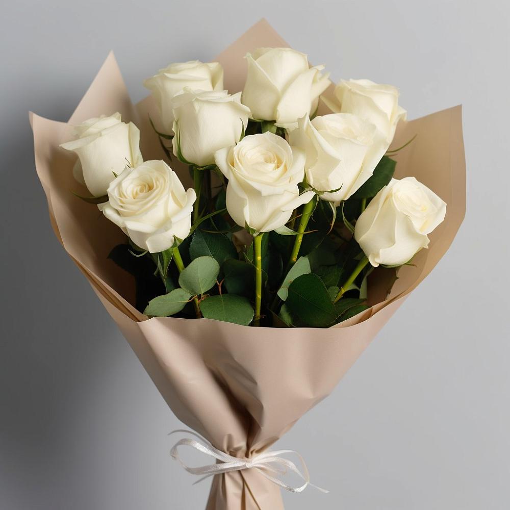 Букет 9 Белых роз Эдлесс Лав в Шатурторф