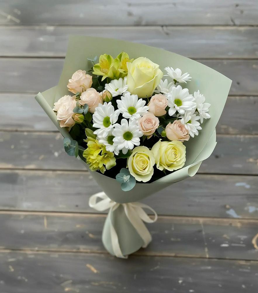 Букет цветов из: Альстромерии, Розы и Хризантемы в Шатурторф