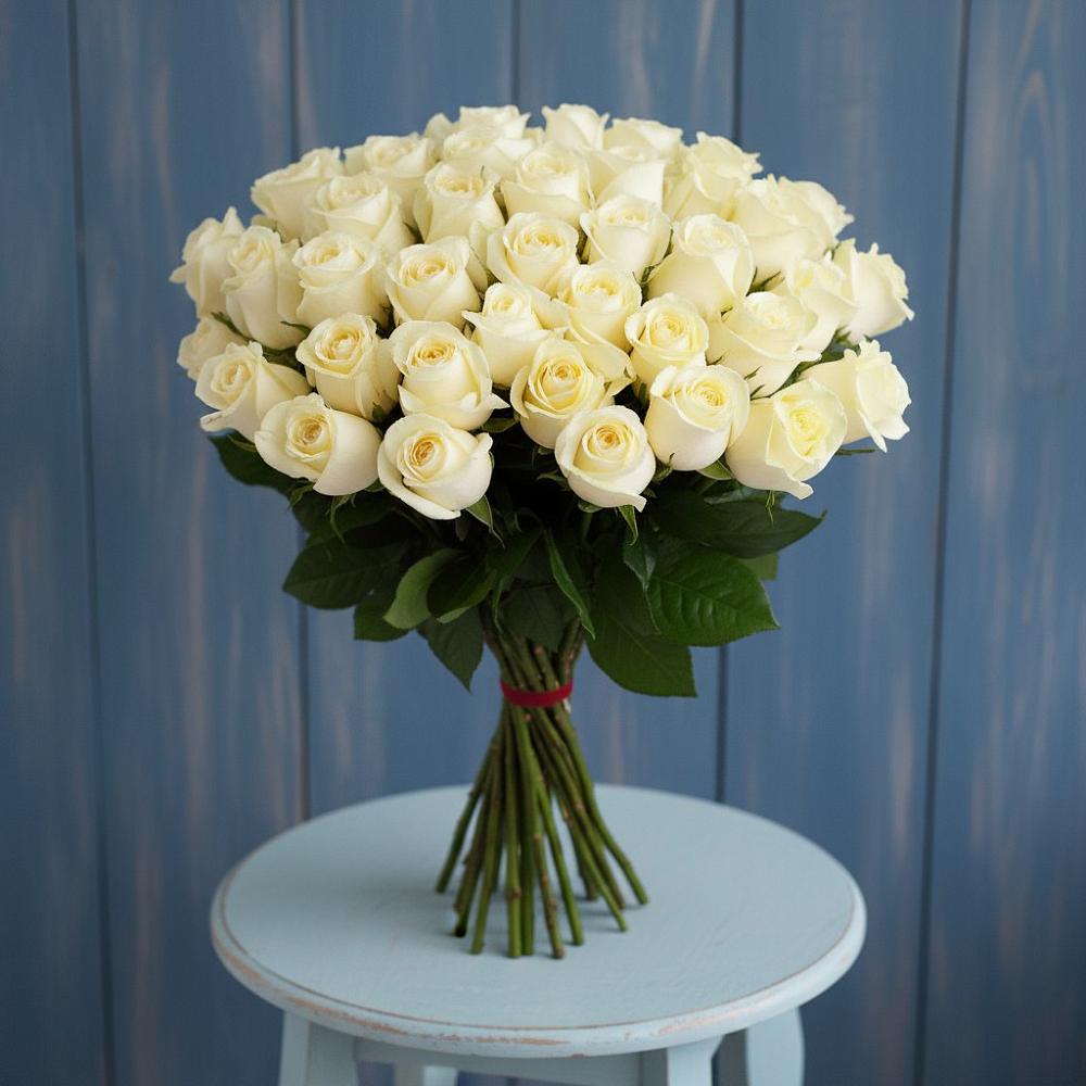 Букет 51 Белая роза Эдлесс Лав в Шатурторф