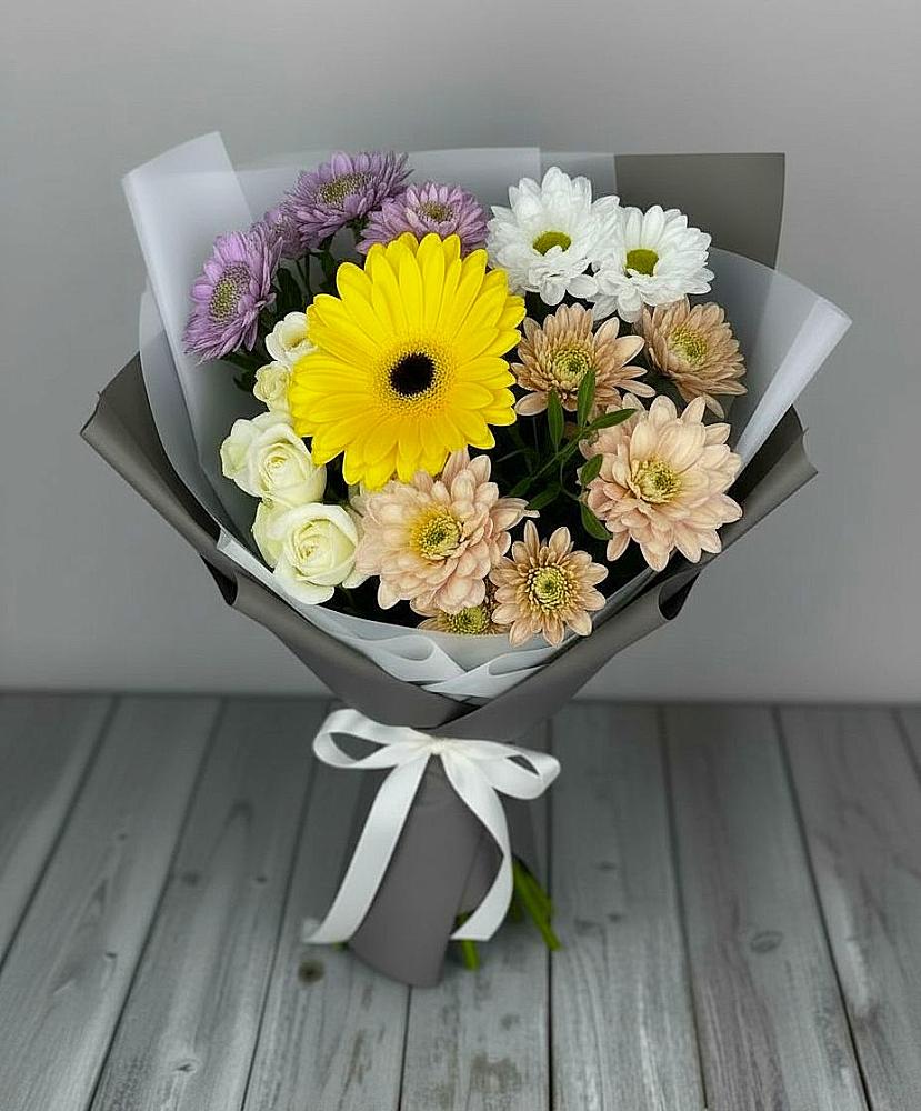 Букет цветов из: Розы, Герберы и Хризантемы в Шатурторф