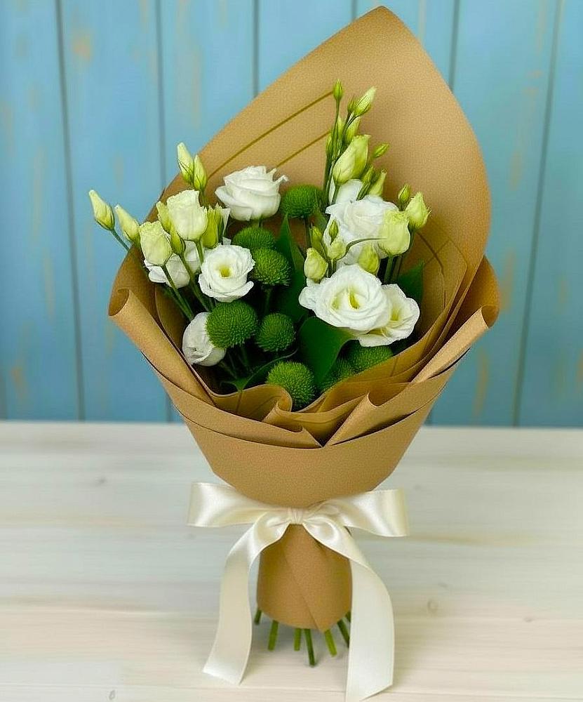 Букет цветов из: Хризантемы и Лизиантусы в Шатурторф