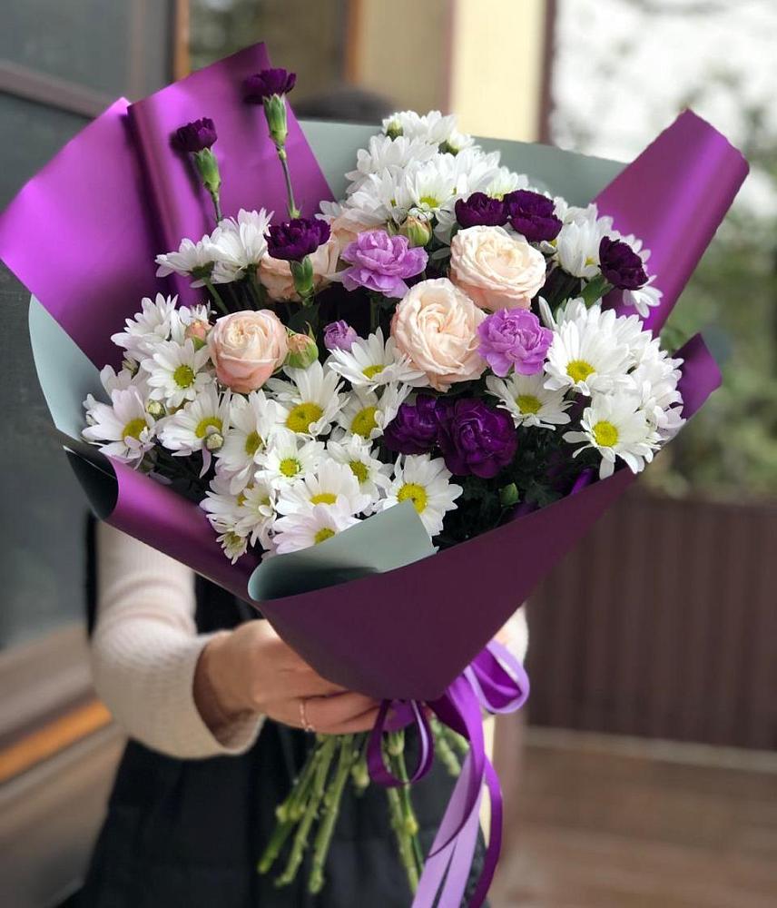 Букет цветов из: Хризантемы, Гвоздики и Розы в Шатурторф