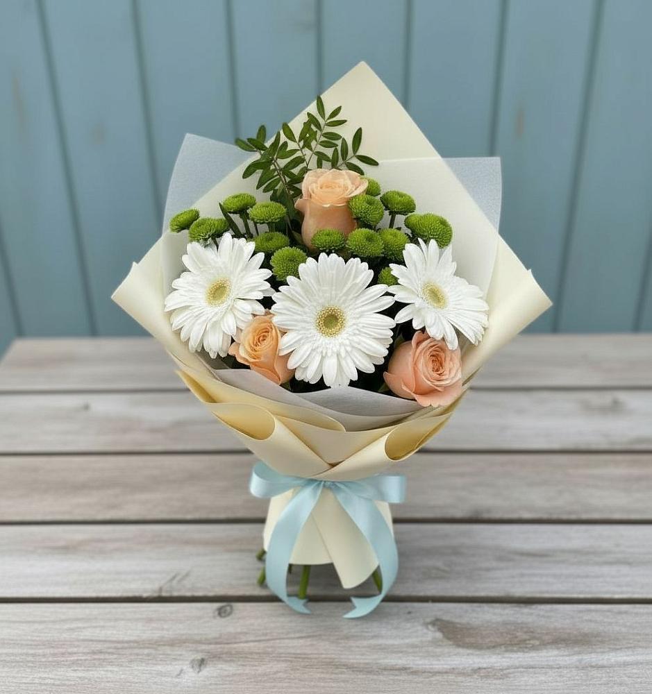 Букет цветов из: Герберы, Розы и Хризантемы в Шатурторф