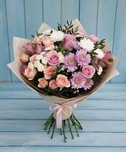 Букет цветов из:  Хризантемы, Розы и Альстромерии в Шатурторф