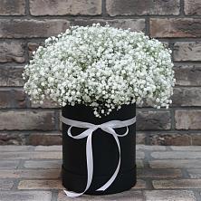 Цветочная композиция из Гипсофила в шляпной коробке в Шатурторф